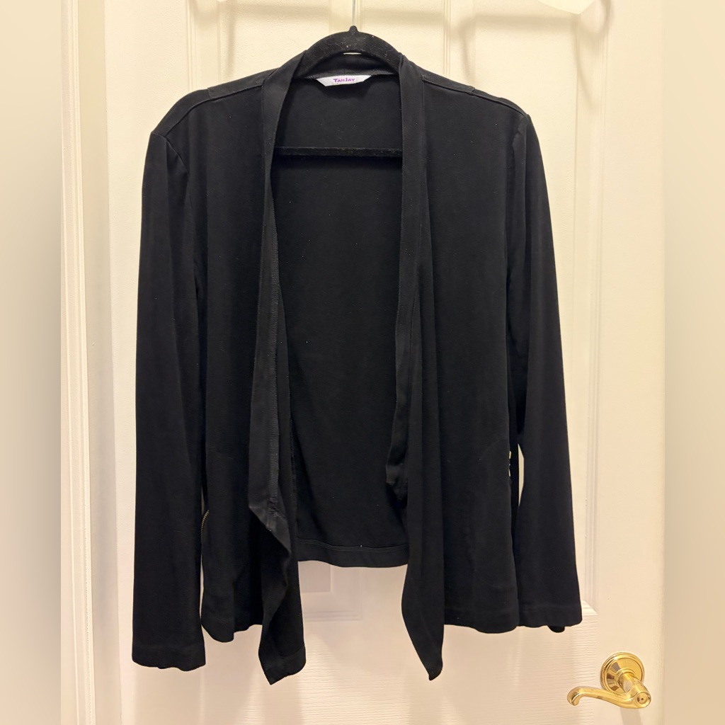 Tanjay Black Suede Women's Open-Front Blazer